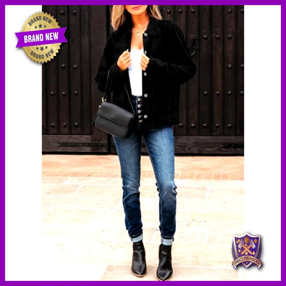 Oversized Denim Jacket Shacket Button Down Ruffle… - image 5